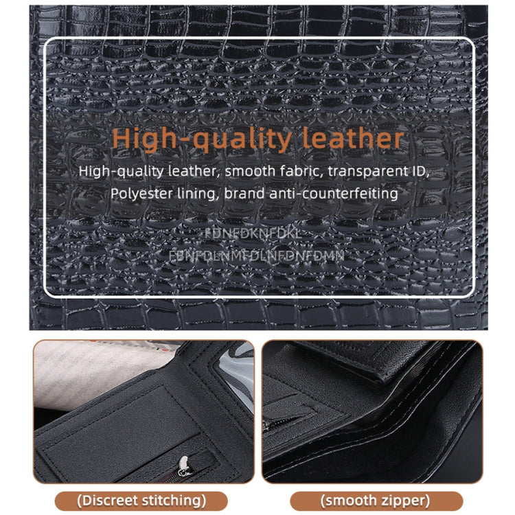 Baellerry Crocodile Print Men Short Wallet Vintage Multi-card Slot Coin Purse