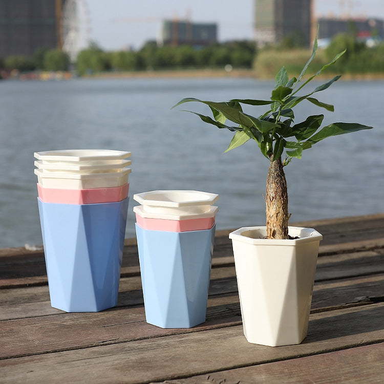 Diamond-shaped Automatic Water-absorbing Lazy Flower Pot Green Plant Plastic Pot