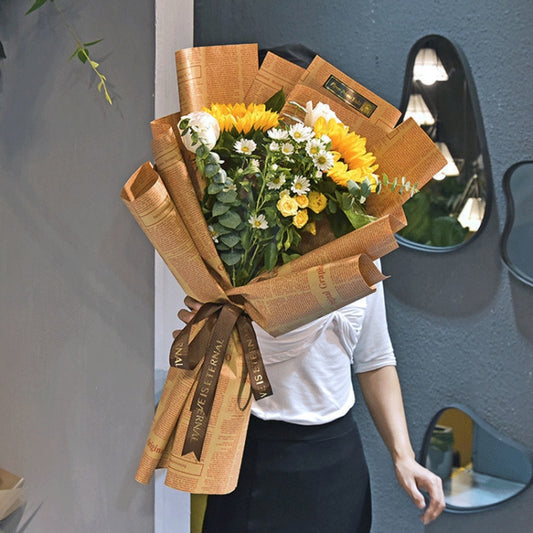 10pcs Retro Cowhide English Newspaper Gift Flower Packaging Material