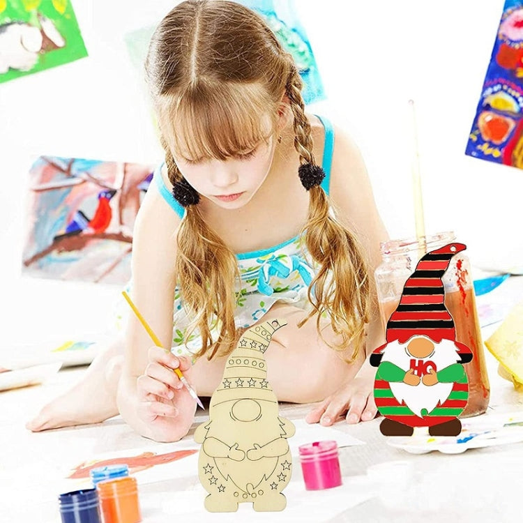 Christmas Tree DIY Painting Wooden Dwarf Elf Hanging Decorations