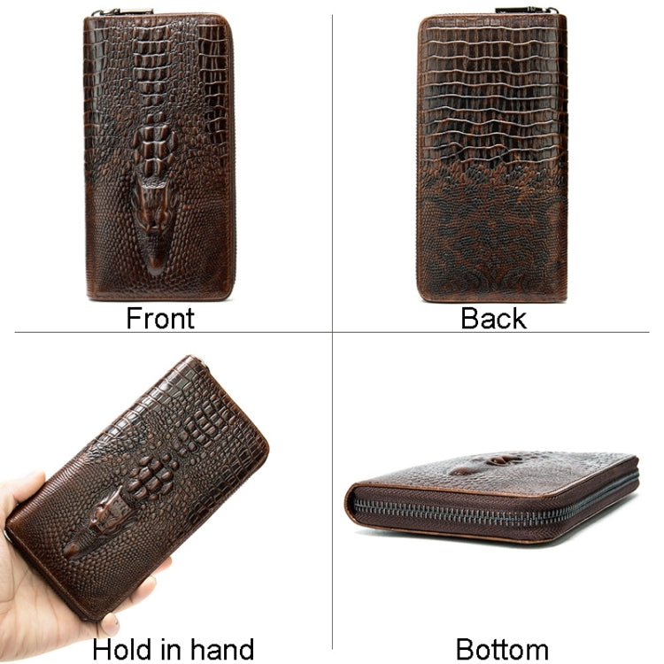 Mens Long Business Wallet Crocodile Pattern Multi Cards Clutch Bag