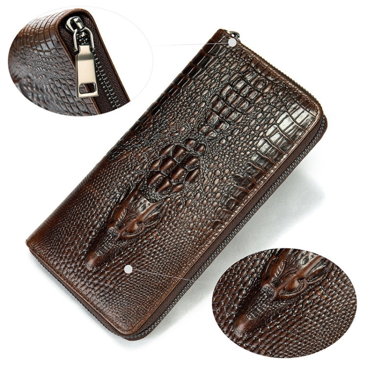 Mens Long Business Wallet Crocodile Pattern Multi Cards Clutch Bag