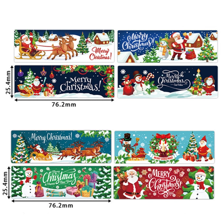 120pcs /Roll Christmas Self-adhesive Label Stickers Cartoon Printed Rectangular Sealing Sticker