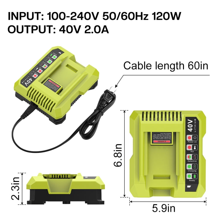 36-40V Tool Cutting Machine Battery Charger, For RYOBI PO401 / PO403 / PO400