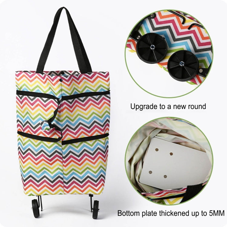 2 In 1  Oxford Cloth Shopping Bag Foldable Shopping Trolley Cart