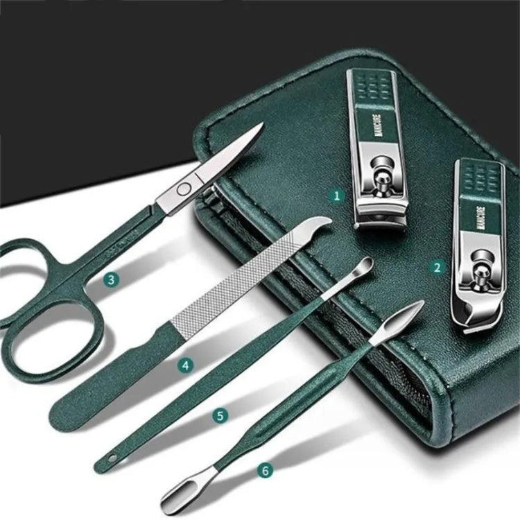 6pcs /Set Portable Nail Clipper Kit Household Nail Clipper Pedicure Tools, Dark Green, Black