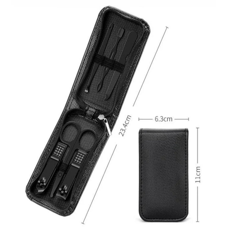 6pcs /Set Portable Nail Clipper Kit Household Nail Clipper Pedicure Tools, Dark Green, Black