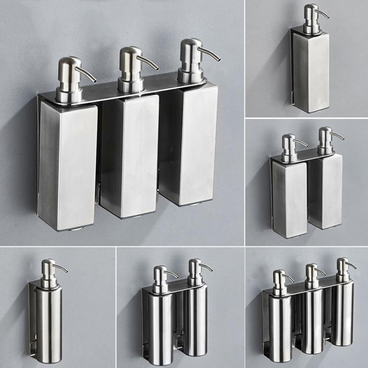 Hotel Stainless Steel Soap Dispenser Home Wall Mounted No Punch Press To Soap Bottle