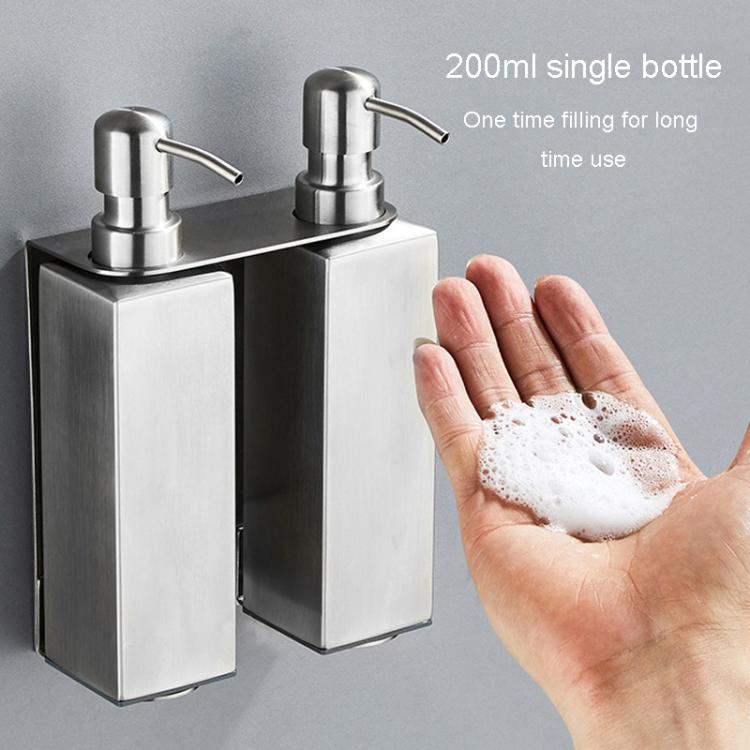 Hotel Stainless Steel Soap Dispenser Home Wall Mounted No Punch Press To Soap Bottle