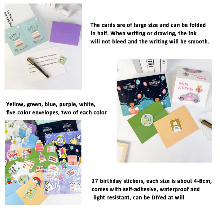 Happy Birthday Greeting Card With Envelopes And Stickers Set