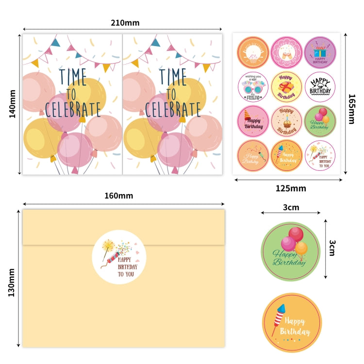 24pcs /Set Happy Birthday Greeting Card With Envelopes And Stickers Set