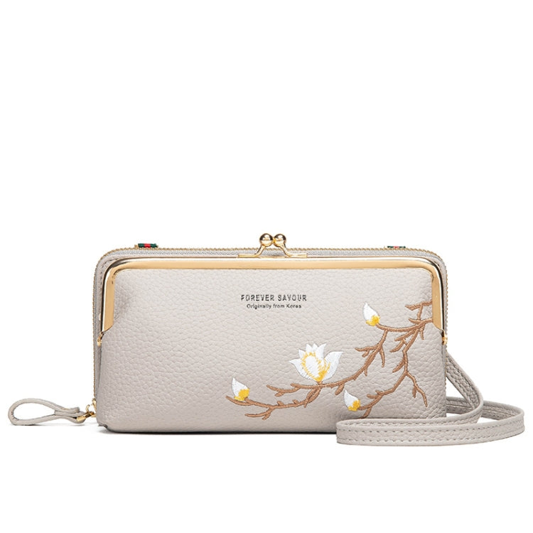 Embroidered Large Capacity Single-shoulder Phone Bag Crossbody Zipper Long Ladies Wallet