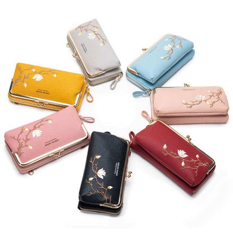 Embroidered Large Capacity Single-shoulder Phone Bag Crossbody Zipper Long Ladies Wallet
