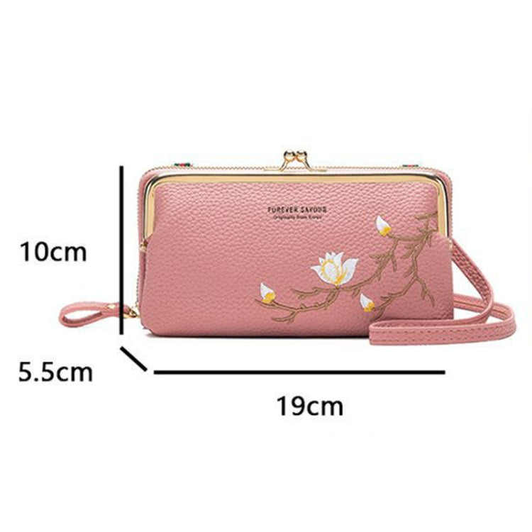 Embroidered Large Capacity Single-shoulder Phone Bag Crossbody Zipper Long Ladies Wallet