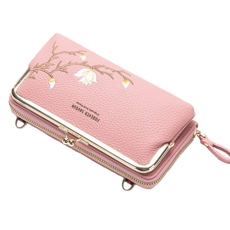 Embroidered Large Capacity Single-shoulder Phone Bag Crossbody Zipper Long Ladies Wallet