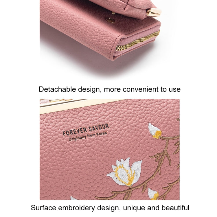 Embroidered Large Capacity Single-shoulder Phone Bag Crossbody Zipper Long Ladies Wallet