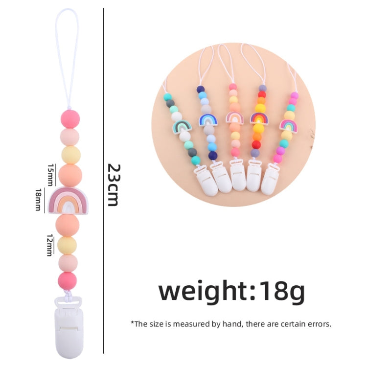Baby Anti-drop Chain Pacifier Clips Silicone Rainbow Beads Dummy Holder Nipple Clip, Rainbow Pink, Rainbow Blue, Rainbow Purple