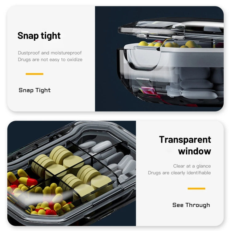 Portable Mini Compartmentalized Sealed Pill Box Weekly Morning And Evening Pill Capsule Dispensing Box