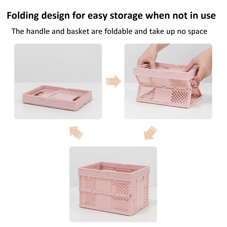 Stacking Folding Storage Baskets Home Kitchen Storage Bin Organizer With Handle, 24.4 x 18 x 1.4cm