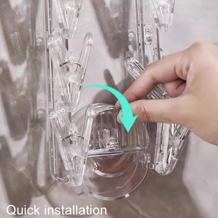 Suction Cup Clothes Rack Multi Clips Wall Mounted Indoor Outdoor Balcony Multifunctional Folding Clothes Hanger