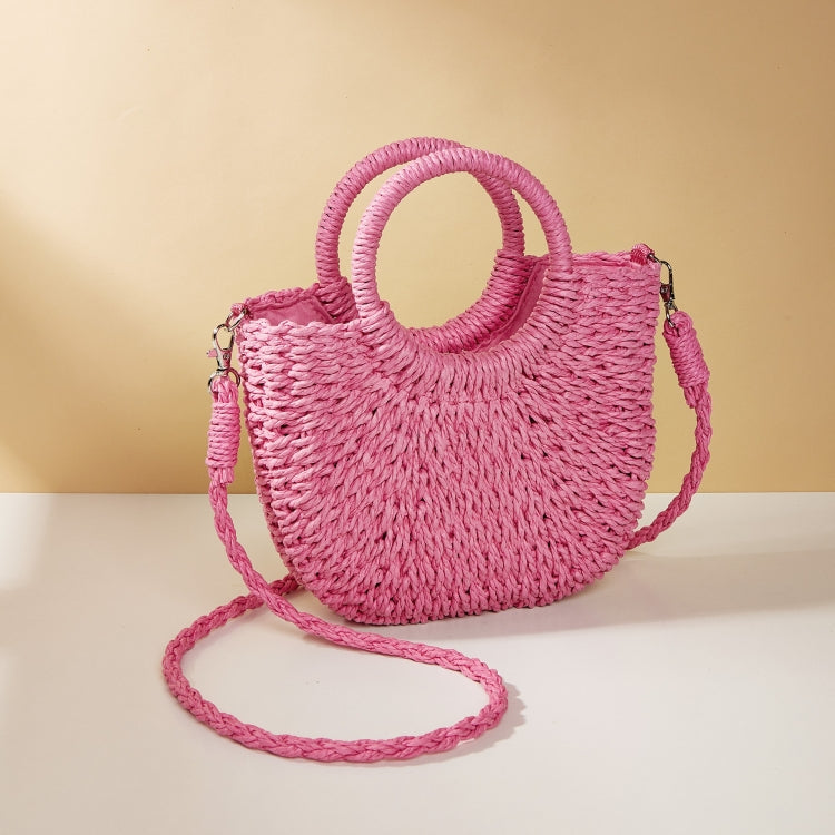 Half-moon Shape Straw Tote Bag Cross-body Woven Beach Single-shoulder Bag