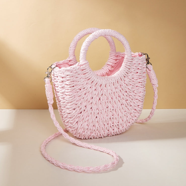 Half-moon Shape Straw Tote Bag Cross-body Woven Beach Single-shoulder Bag