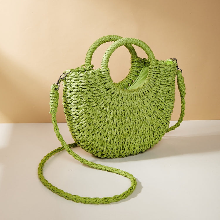 Half-moon Shape Straw Tote Bag Cross-body Woven Beach Single-shoulder Bag