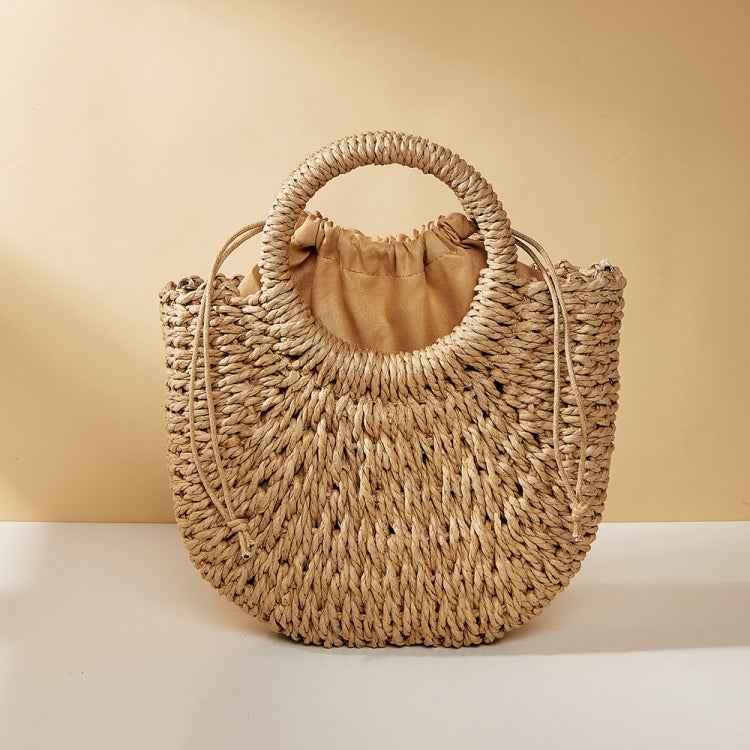Half-moon Shape Straw Tote Bag Cross-body Woven Beach Single-shoulder Bag