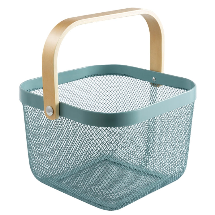 Wooden Handle Mesh Basket Snack Fruit Storage Basket