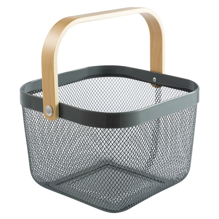 Wooden Handle Mesh Basket Snack Fruit Storage Basket