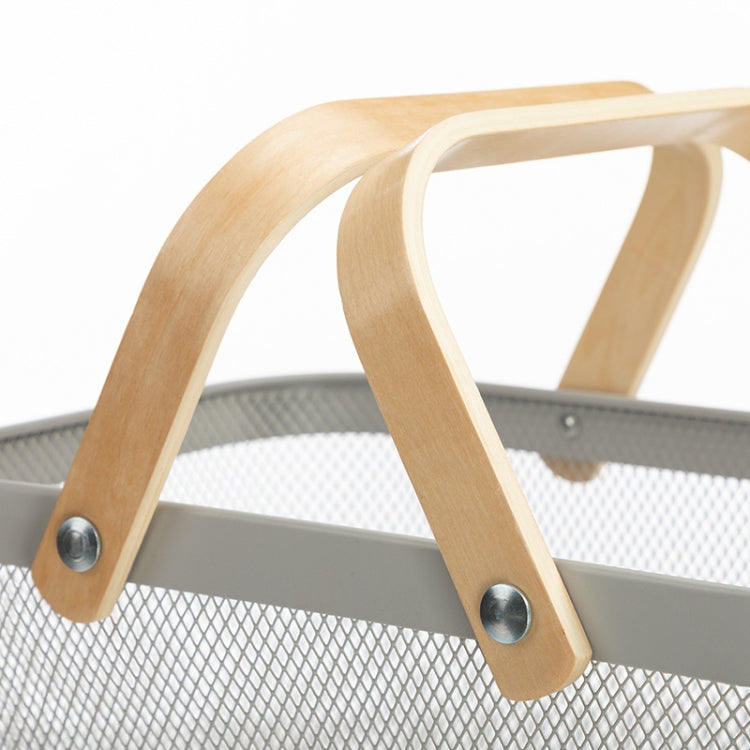 Wooden Handle Mesh Basket Snack Fruit Storage Basket