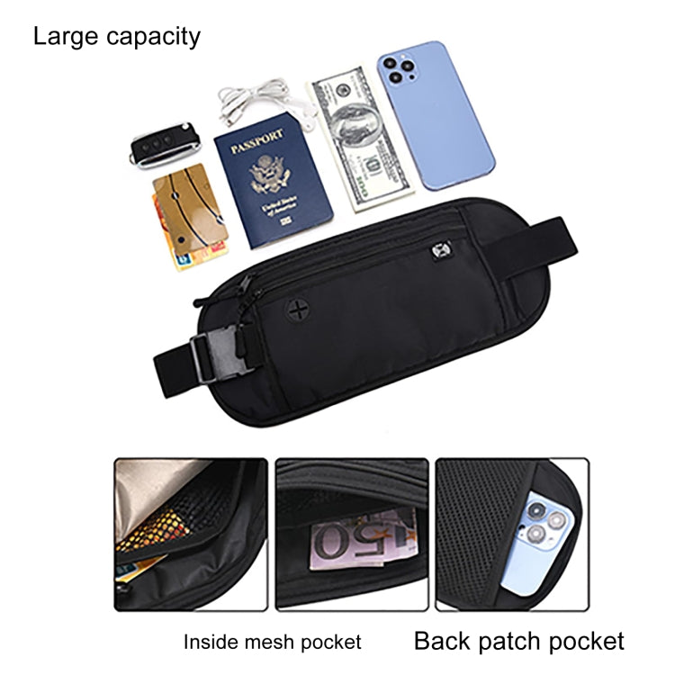 Passport Fit Invisible Waterproof Cell Phone Waist Pack Anti-theft Brush Travel Document Organizer Bag