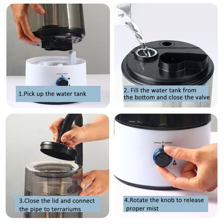 4L Reptile Humidifier Fogger Cool Mist Fog Mister with Tube for Tortoise Habita