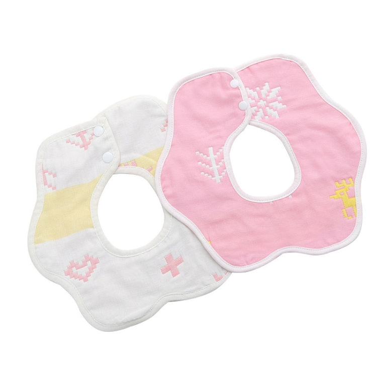 2pcs Dual Sided Newborn Baby Petal Waterproof Bib Six Layers Gauze Cotton Plum Bib