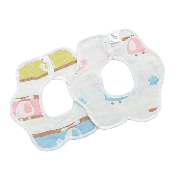 2pcs Dual Sided Newborn Baby Petal Waterproof Bib Six Layers Gauze Cotton Plum Bib