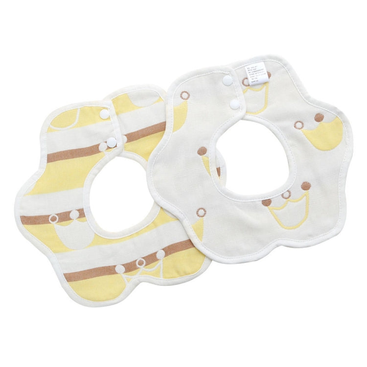 2pcs Dual Sided Newborn Baby Petal Waterproof Bib Six Layers Gauze Cotton Plum Bib