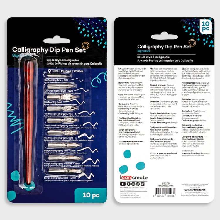 9 Calligraphy Nibs+ Dip Pen Set For Cartoon Sketching Art Drawing