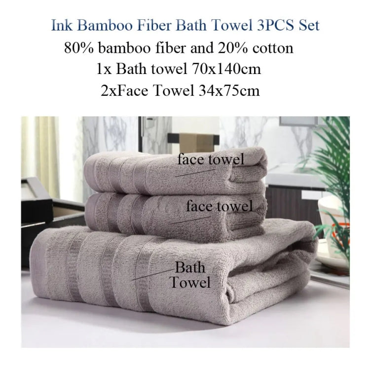 3pcs /Set Soft & Plush Towel Set Bamboo Fiber Cotton Bath Towel Washcloth For Bathroom