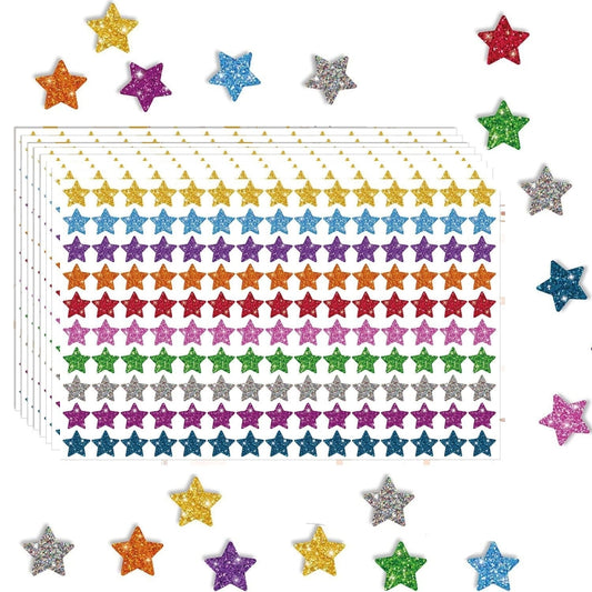 1500pcs / Pack Colorful Glitter Five-pointed Star Stickers Stationery Stickers