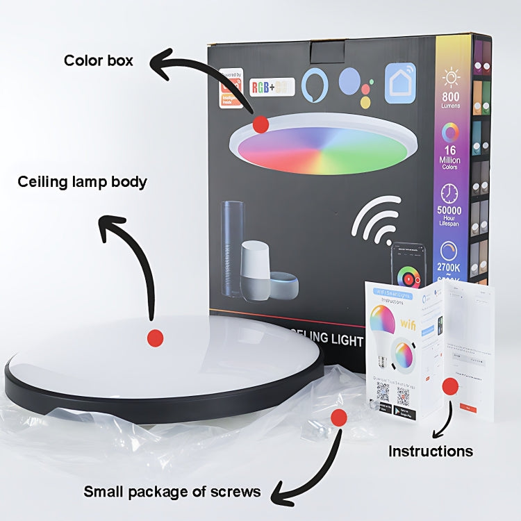 24W 30cm RGBCW Full Color Smart WiFi Tuya Ceiling Light with Remote Control