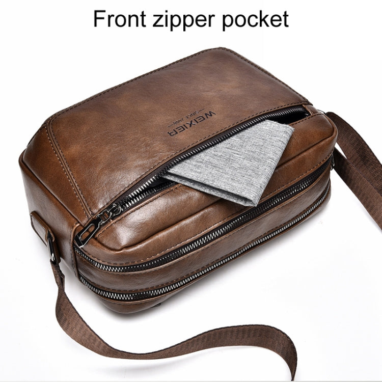 WEIXIER D523 Men Large Capacity Crossbody Single Shoulder Bag Casual PU Messenger Handbag