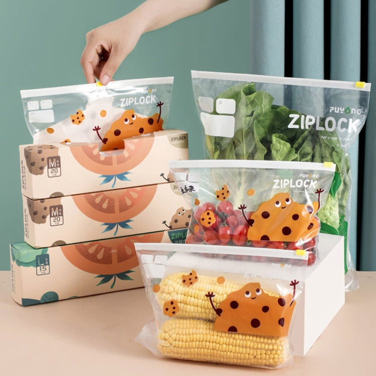 Household Food Sealing Storage Bag Refrigerator Zipper Fresh Pocket, Medium 20pcs / Box, Large 15pcs / Box