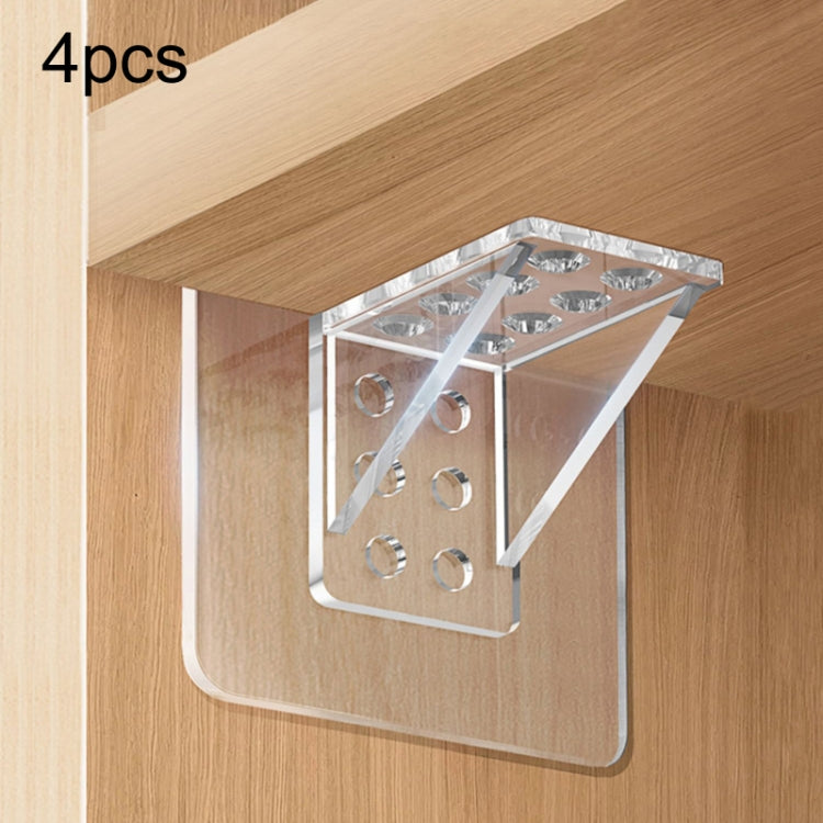 4pcs Partition Bracket No Punch Right Angle Laminate Shelf Wardrobe Partition Board Fixing Holder, 7x7cm, 7x15cm