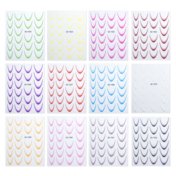 Line Nail Art Stickers Self-Adhesive Gradient Color French Manicure Stickers DIY Nail Tips Decals