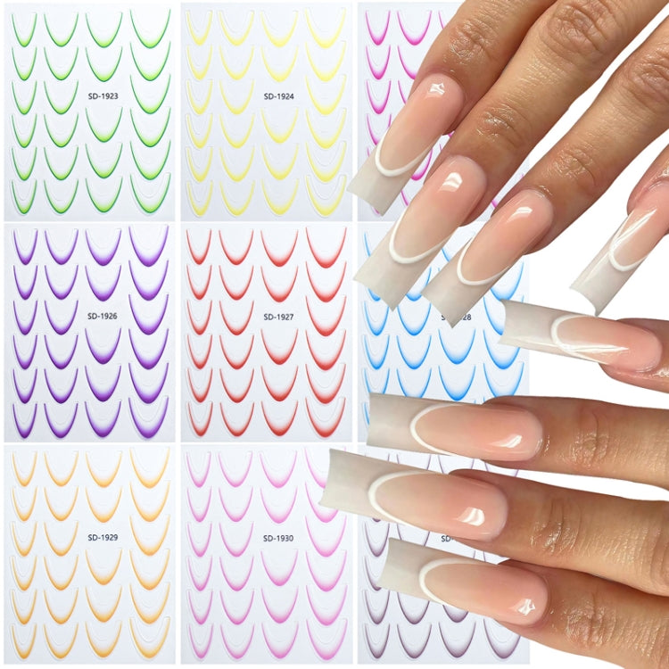 Line Nail Art Stickers Self-Adhesive Gradient Color French Manicure Stickers DIY Nail Tips Decals