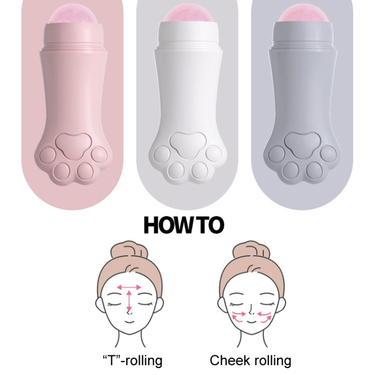 Natural Rose Quartz Face Oil Absorbing Roller Volcanic Stone Facial Skin Repair Cleansing Massager