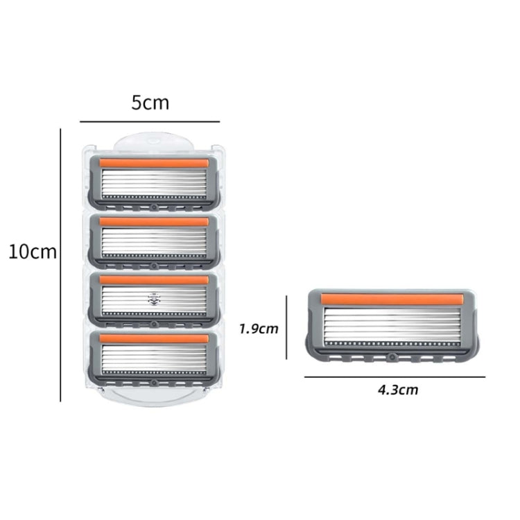 Six Blade OpenBack System Skin Razor Refills for Men