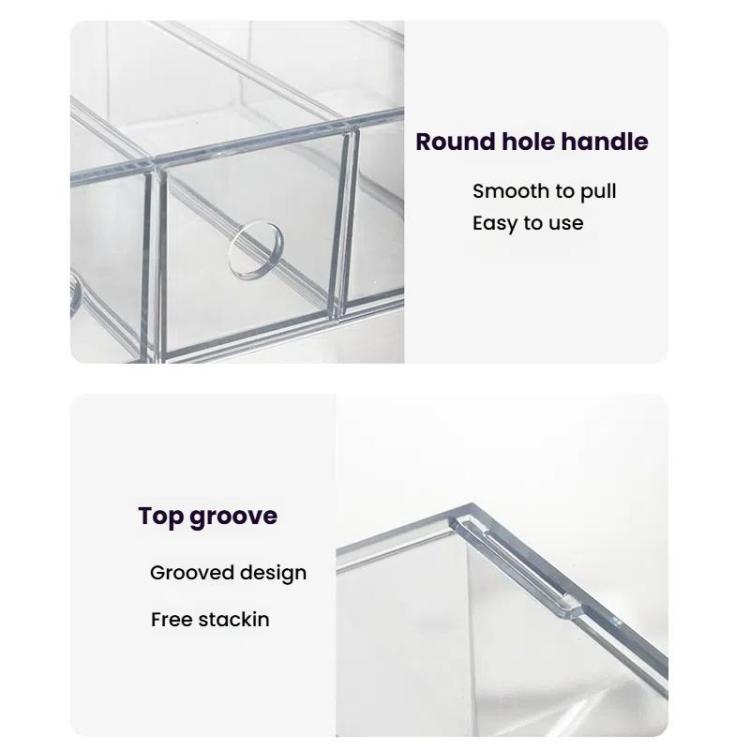 Acrylic Desk Organizer With 4 Drawers Stackable Glasses Display Case Makeup Brush Stationery Storage Box