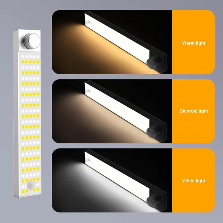 LED Cabinet Light Magnetic Motion Sensor Rechargeable Lamp 128 LEDs 3-color Temperature