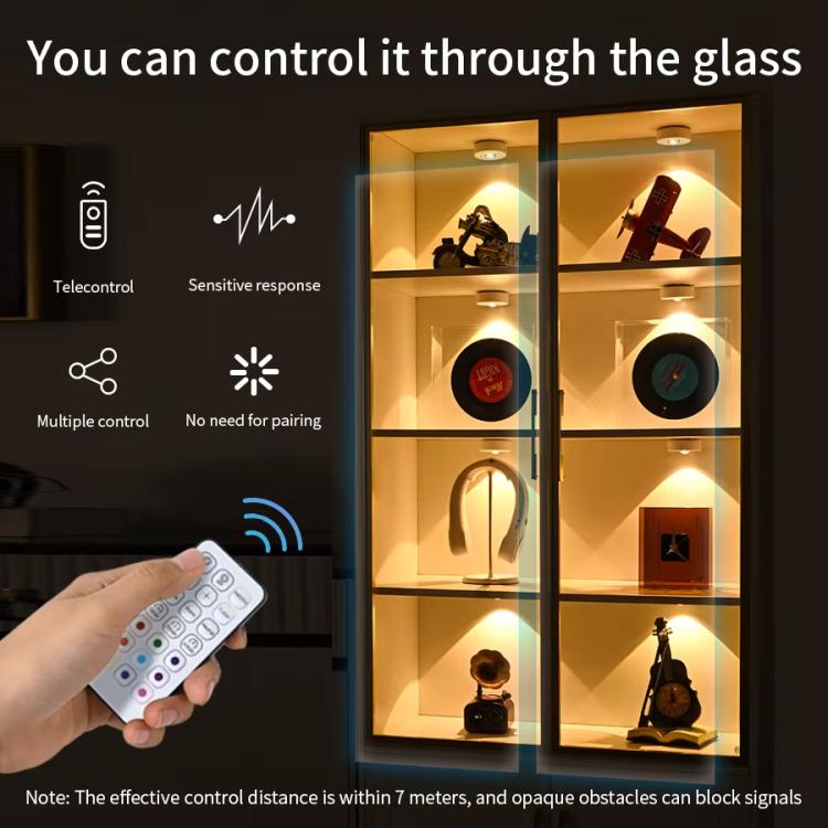 Magnetic Puck Light Rechargeable LED Under Cabinet Light With Remote Control